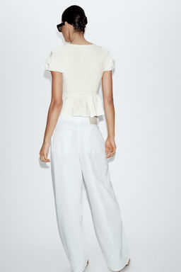TOP PEPLUM CON BOTONES DORADOS / Blanco roto - Zara фото 5