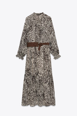 ANIMAL PRINT BELTED DRESS - Zara фото 7