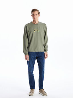 Bisiklet Yaka Uzun Kollu Nak??l? Erkek Sweatshirt