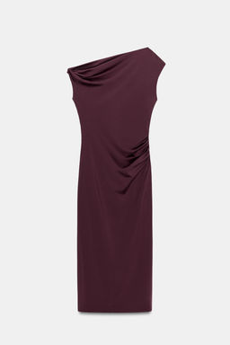 VESTIDO MIDI ASIM?TRICO / Burgundy - Zara фото 6