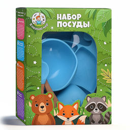 Набор посуды "Кит" голубой