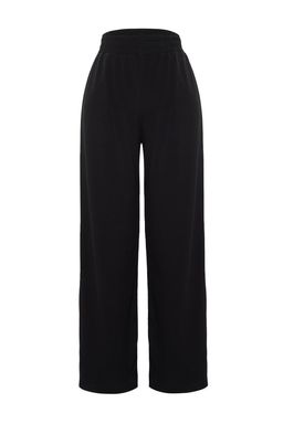 Siyah Wide Leg/Rahat Kesim Yuksek Bel Esnek Orme Pantolon TWOSS23PL00129