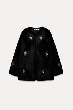 FAUX FUR COAT WITH JEWEL BEADING - Zara фото 6