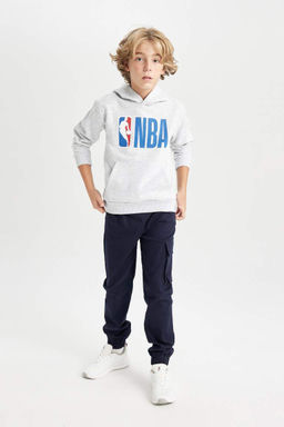Толстая толстовка с капюшоном и надписью NBA для мальчиков - Defacto фото 2