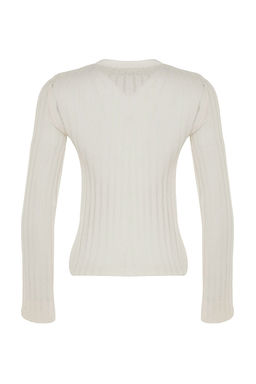 Trendyolmilla Bordo Transparan Triko Gorunumlu Kumas Regular Boy Bisiklet Yaka Orme Bluz TWOAW24BZ00094 фото 13