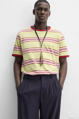 STRIPED CONTRAST T-SHIRT - Zara фото 6