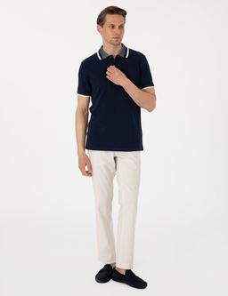 Bej Slim Fit Keten Kar___ml_ Pantolon