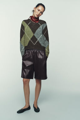 FAUX LEATHER BERMUDA SHORTS