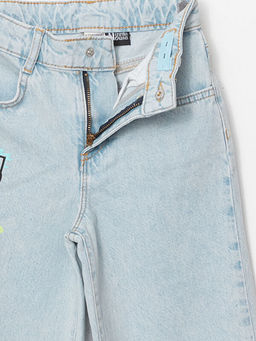 Beli Ayarlanabilir Lastikli Mickey Mouse Bask?l? K?z ?ocuk Jean Pantolon