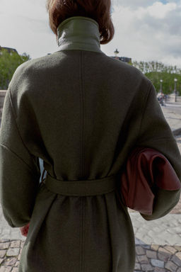 WOOL COAT WITH PUFF SLEEVES AND CONTRAST COLLAR - Zara фото 7