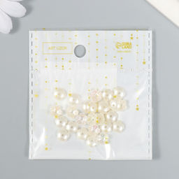 Цена за 2 шт. Бусины для творчества пластик "Цветок" набор 25 шт жемчужный перламутр 0,8х0,8 см