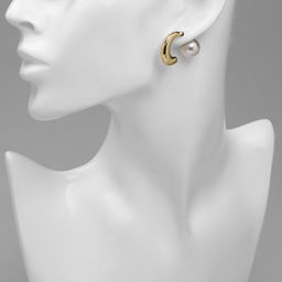 Серьги с жемчугом Эксклюзив полукольца, цвет золото