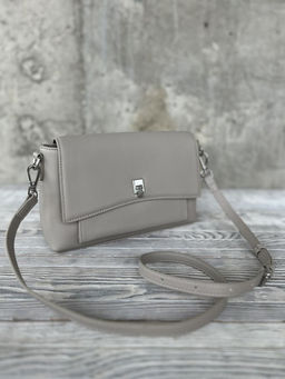 Женская кожаная сумка через плечо 8219 Св.Серый
