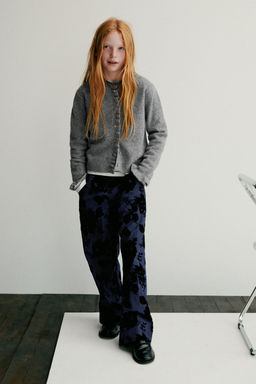 STRAIGHT-LEG TROUSERS WITH FLOCK FLORAL PRINT - Zara фото 5