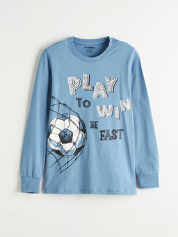 Bisiklet Yaka Bask?l? Erkek ?ocuk Pijama Tak?m