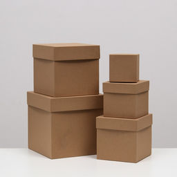 Набор коробок 5в1 Крафт однотонный, 22.5 х 22.5 х 22.5 - 9.5 х 9.5 х 9.5 см