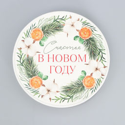 Коробка новогодняя подарочная круглая «Счастья в Новом году», 12×8 см