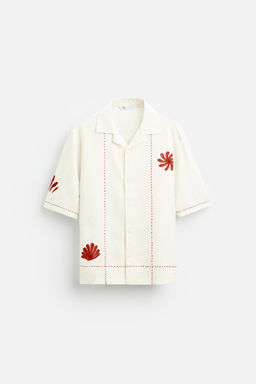 LINEN - COTTON EMBROIDERED SHIRT - Zara фото 8