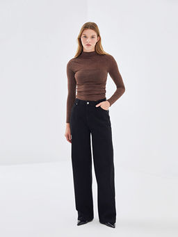 Dik Yaka Parlak G?r?n?ml? Kad?n Body