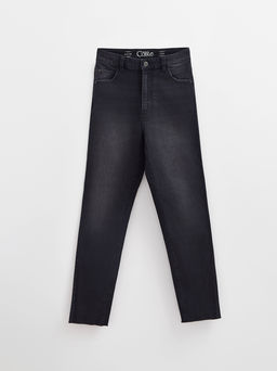 CONTE CON-661 Черные джинсы mom с эффектом потертости и необработанным краем black - Conte elegant фото 14