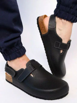 12 | Brankos Мужские медицинские сабо кожаные (черный перфорация) - Milka shoes&more фото 4