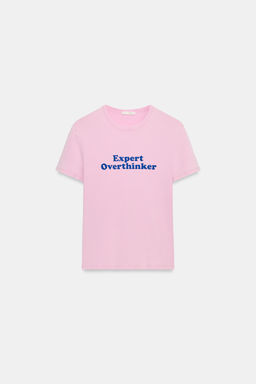 CAMISETA MANGA CORTA TEXTO / Rosa - Zara фото 4