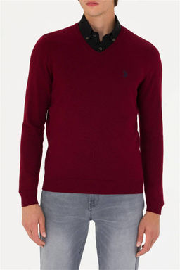 U. S. Polo Assn Мужской бордово-красный базовый свитер - U.s. polo assn фото 13