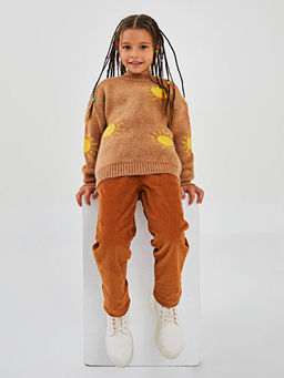 Bisiklet Yaka Desenli Uzun Kollu K?z ?ocuk Triko Kazak - Waikiki фото 3