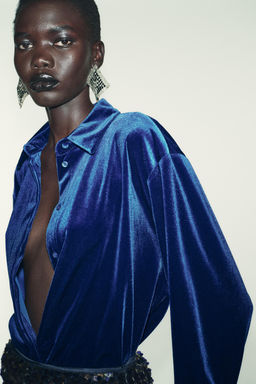 VELVET SHIRT WITH TIES - Zara фото 4