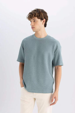 Футболка свободного покроя с круглым вырезом и короткими рукавами - Defacto фото 3