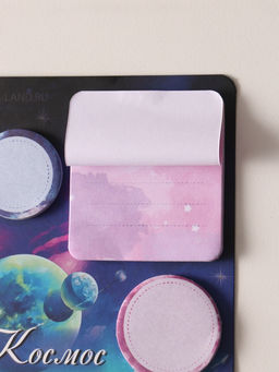 Цена за 2 шт. Магнит на холодильник с блоком для записей и стикерами «Космос внутри», 10×12 см