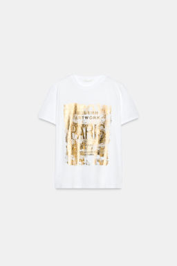 CAMISETA METALIZADA MANGA CORTA / Dorado