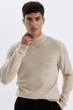 Slim Fit Dar Kesim Yar?m Bal?kc? Yaka Basic Duz Triko Kazak - Defacto фото 3