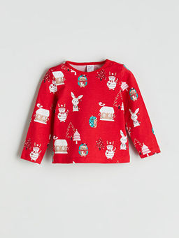 Bisiklet Yaka Bask?l? K?z Bebek Ti??rt