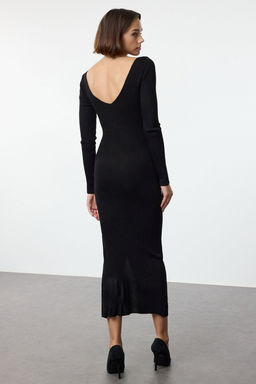 TRENDYOLMILLA K?rm?z? Maxi Triko S?rt Dekolteli Elbise TWOAW25EL00025  фото 10