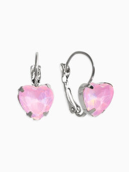 Серьги "Сердечки" лунные, цвет светло-розовый в серебре