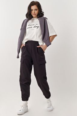 Брюки карго из плотного хлопка под деним черные