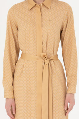 Женское тканое платье песочного цвета - U.s. polo assn фото 13