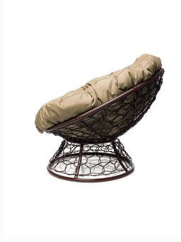 Кресло садовое «Папасан», 98×90×95 см, с искусственным ротангом, коричневое, с бежевой подушкой