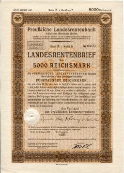 Облигация 4,5% 5000 марок 1940 года Германия