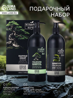 Подарочный набор мужской DREAM NATURE SPA CARE «Японские мотивы», шампунь 500 мл, гель для душа 500 мл
