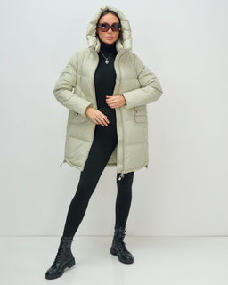 Куртка зимняя женская с капюшоном модная салатового цвета 3193Sl - Visdeer фото 18