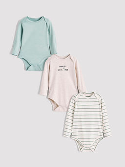 Bask?l? Erkek Bebek ??t??tl? Bodysuit 3l?