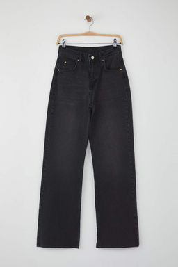 Siyah Yuksek Bel Pacas? Kesikli Wide Leg/Genis Paca Palazzo Comfort/Esnek Smoke Jeans TWOAW26JE00081