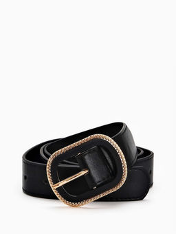 Ремень женский, 110×3 см, пряжка пластик, золотистая, чёрный