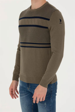 Свитер U.S. Polo Assn мужской цвета хаки хлопок  фото 6
