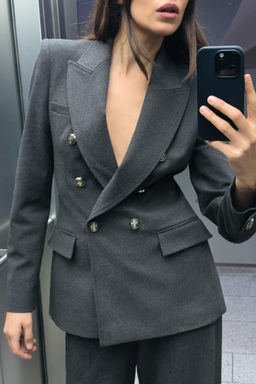 DOUBLE-BREASTED BLAZER WITH ELBOW PATCHES - Zara фото 2