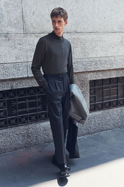 Jersey de punto fino con media cremallera Slim Fit