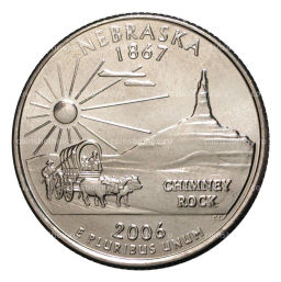 Монета 25 центов (1/4 доллара) 2006 года D США Штаты и территории  Небраска