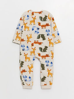 Bisiklet Yaka Uzun Kollu Desenli Unisex Bebek Tulum